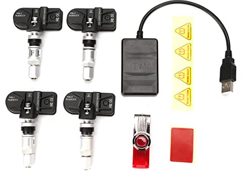 Ymiko Capteur de Pression des Pneus, Système de Surveillance Automatique de la Pression des Pneus de Voiture USB TPMS avec Capteur Interne pour la Navigation Android