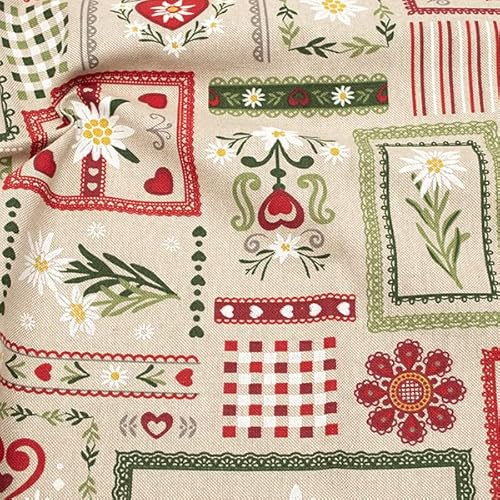 STOFFKONTOR Dekostoff Edelweiss Patchwork Farbe Natur-Multicolor
