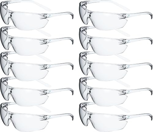 ACE FL-15G skyddsglasögon ekonomipaket - 10 stycken arbetsglasögon - för byggarbetsplats, industri och verkstad