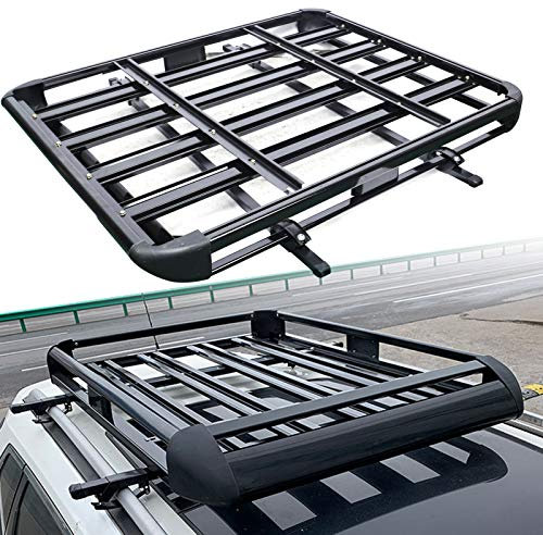 Portaequipajes para Coche, Baca, Barra de Aluminio, Color Negro, para Equipaje o Carga, Capacidad de Carga Máxima de 68 kg