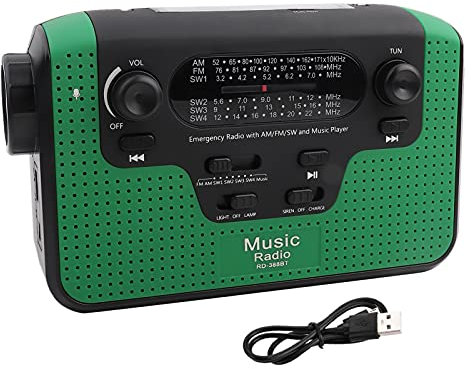 FM AM SW Solar Handkurbel Radio Speicherkarte Musik für Bluetooth Freisprechanruf Solar FM Radio Grün (Grün)