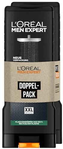 L'Oréal Paris Men Expert 5in1 XXL Duschgel für Männer, Zur Reinigung von Körper, Haar und Gesicht, Carbon Clean, 2 x 400 ml