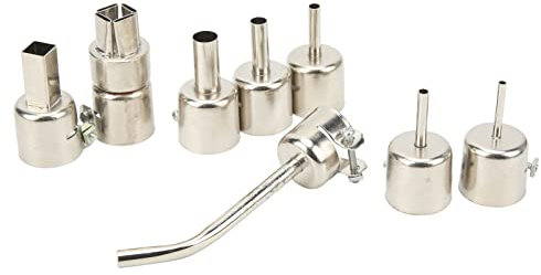 Heat Gun Nozzles Kit, Robust Hot Air Gun Tips Curved Angle Stable 8Pcs for Desoldering Station