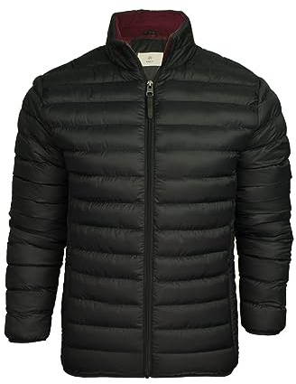 Xact Men's Insulated Funnel Neck Quilted Puffer Jacket, Soft Fleece-Lined Collar, Front Zipped Hand Pockets (Jet Black) M