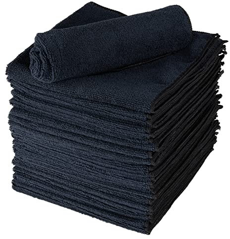 ENA Mikrofasertuch Schwarz (20 Stück, 40x40cm) | Mikrofaser Putztücher für den Haushalt | Waschlappen Microfaser Waschbar | Microfaser Putztuch für Auto Küche Bad