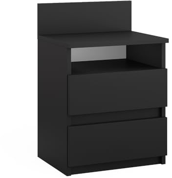 Vicco Nachttisch Monty, Schwarz, 39.6 x 59.1 cm | zur Ablage von Alltagsgegenständen im Schlafzimmer
