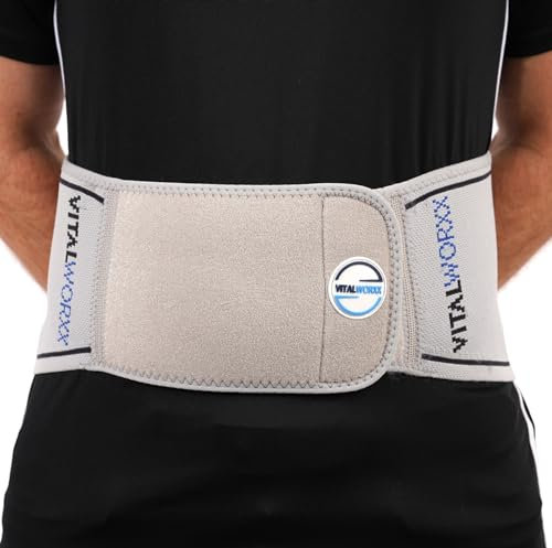 VITALWORXX Rückengurt VITALSOFT, Aktive und hochflexible Geh- Steh- und Sitz- Rückenbandage mit angenehm sanfter Stützfunktion im Lendenwirbelbereich, stufenlos auf Ihre Bedürfnisse einstellbar,