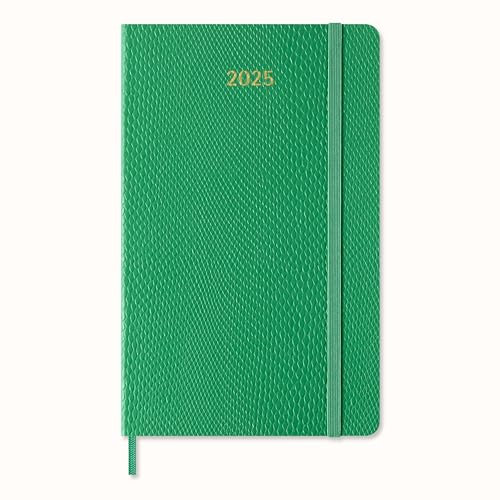 Moleskine Weekly Planner Precious and Ethical, Agenda Settimanale con Spazio per Note 12 Mesi 2025, Copertina Morbida Vegana Pitonata, con Confezione Regalo, Colore Verde, Formato Large 13 x 21 cm