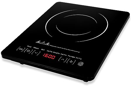Piano Cottura a Induzione Intelligente 220v Display Digitale | 8 Livelli di Potenza, Pannello Nero in Cristallo, Funzione Timer e Formato Compatto Leggero