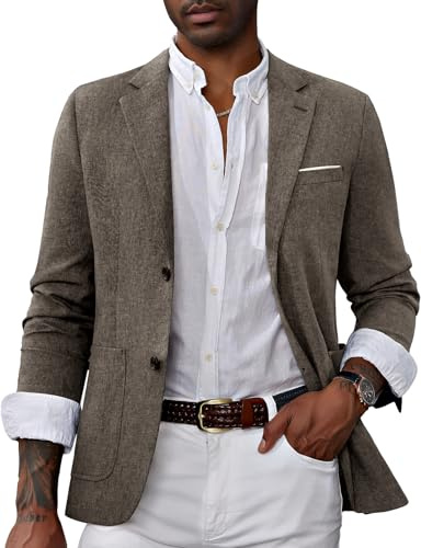 Mens Casual Sport Coats 2 Button Stretch Performance Blazer Suit Jackets for Father Gifts Brown