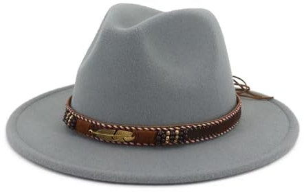 Fedora Trilby Filzhut Hut Vintage Filzmützen Damen Panama Fedora Herren Filz Jazz Hut 56 To58 cm Grau
