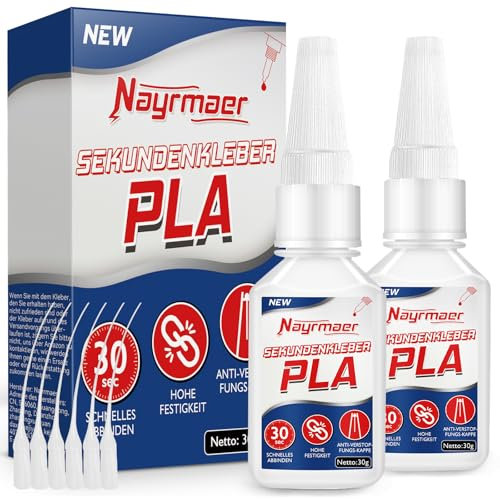 Nayrmaer Colle PLA 60g, Adhésif Impression 3D Extra Forte Pour Coller PLA, ABS, PETG et TPU, Comprend un Embout Anti-obstruction (60g-DE)
