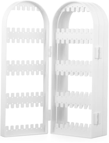 ANDRESLAD Espositore Per Orecchini Con Sportelli in Plastica Bianca Organizer Gioielli Pieghevole Ad Alta Capacità Per Donna Supporto Per Borchie e Pendenti Per Camera e Negozio