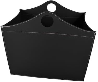 LIMAC Design WOODBAG MINI Contenitore portalegna in cuoio, borsa porta legna da interno, cesto per legna da ardere, con ruote gommate, con 4 ruote gommate, prodotto in Italia. (Nero)