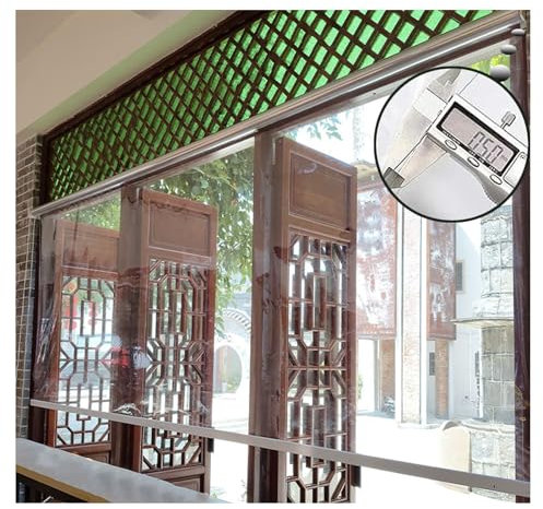 Außenrollo,Wasserdichtes Transparentes Rollo,Seitenzug Springrollos Rollos,Regenschutz PVC Rollläden,trennwände aufrollen jalousien,Wetterfest,für Outdoor Balkon Terrassen(W155*H350cm/W61.02*H137.79in