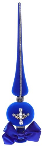 IMIKEYA Weihnachtsbaumspitze Blau Matte Christbaumspitze 29cm Weihnachten Baumspitze Vintage Flocke Blaue Weihnachtsbaumspitzen Ornament für Party Weihnachten Deko