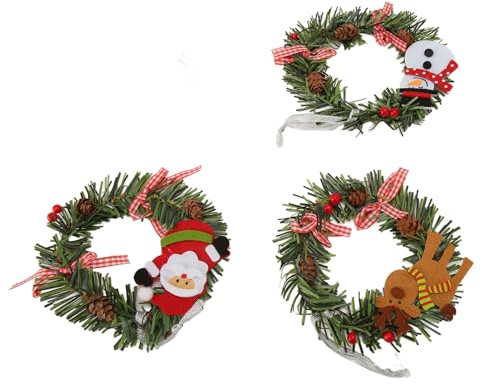 Ghirlanda Natalizia Artificiale Ecologica da 3 Pezzi - Ghirlande Decorative in Plastica da Appendere per Porta d'ingresso, Davanzali, Mensole e Mensole