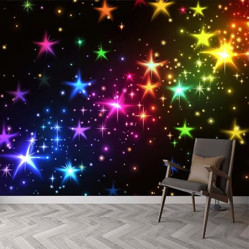 Art Fototapete Glitzernde Sterne Tapete 300 x 210 cm Nachthimmel Sterne Tapeten Vliestapete Modern Wandtapete Wohnzimmer Schlafzimmer Kinderzimmer Wanddeko Motivtapeten