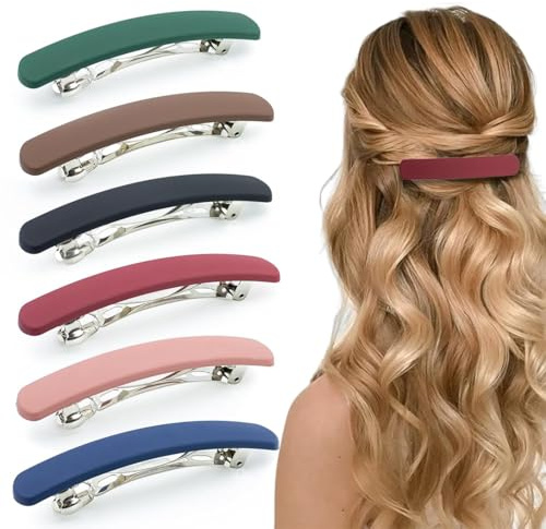 XYTAHDM Französische Haarspangen Damen, Dünnes Haar, Vintage, Automatische Große Klassische Haarspangen, 6 Stück, Bunt, Klassisch, Acryl, Erwachsene, Weiblich