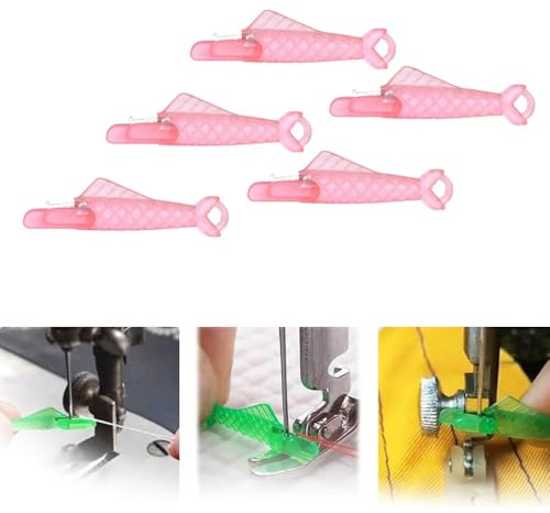 Nähmaschinen-Nadeleinfädler (Fischmaulform), Nähmaschinennadel, DIY-Nadeleinfädler, automatisches Einfädelhilfsmittel, Schnell-Nadeleinfädler für Nähmaschinen (Pinker 5 PC) | Nähmaschinen-Nadeleinfädler, Fischmaul
