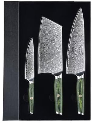 Cuchillo de chef de 67 capas de acero damasco VG10, cuchillo afilado for cortar, cuchillo de cocina japonés con mango de madera, herramientas de cocina(3pcs)