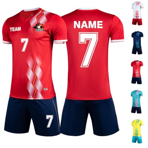 LAIFU Personalisierbare Fußballtrikots für Personalisierte Kindertrikots mit Namen, Atmungsaktive Fußballtrikot