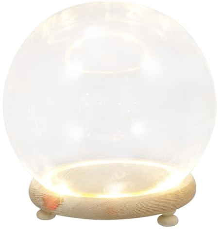 PartyKindom Glowing Glass Dome Cover for Preserved Flowers Creative Desktop Adornment Luminous Terrarium Jar for Home Decor