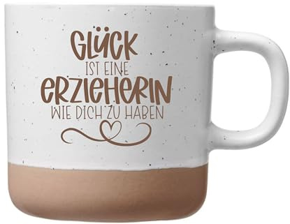 Laser Tattoo Abschiedsgeschenk Erzieherin - 8 Motive zur Auswahl - weiße Keramik Tasse mit 360ml (Glück gehabt)