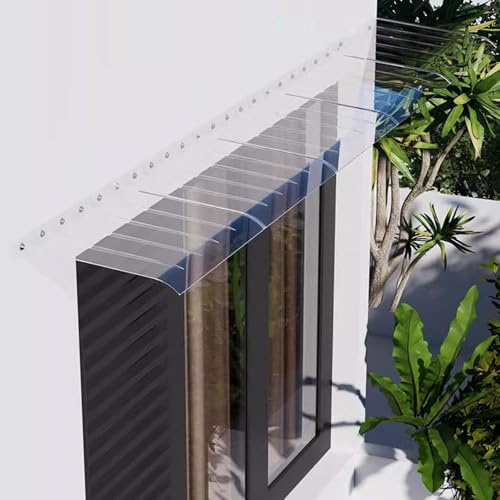 JFBHSD Outdoor Porch Window Rain Shelter Cover Clear Thicken Polycarbonate Sheet Awning, Door Entrance Rainproof Canopy, Load-Bearing 200kg, Rain and Snow UV Protection(Facade,50x220cm/20 x87)