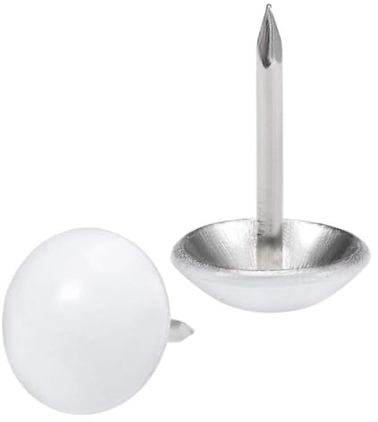 TA-VIGOR 150 st dekorativa klädselstänger för möbler soffa stol säng, 11 mm x 17 mm vit spikkant för klädsel naglar, gör-det-själv hantverk och heminredning