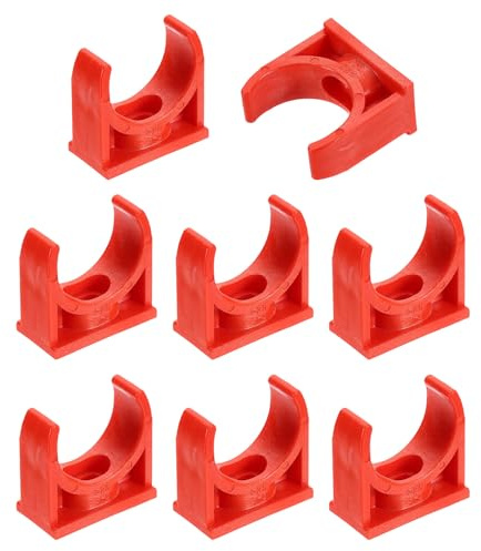 sourcing map Lot de 8 colliers de serrage en PVC pour tuyaux d'eau en forme de U, support de tube d'irrigation pour plateaux TV, supports de tuyau, support de tuyau, support de tuyau, rouge