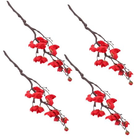 UPKOCH 4 Pièces Fausses Fleurs Réalistes Fausses Fleurs De Cerisier Bouquet De Cerisier Artificiel Fleurs De Prunier en Soie De Noël Arrangements De Fleurs De Prunier pour Vase