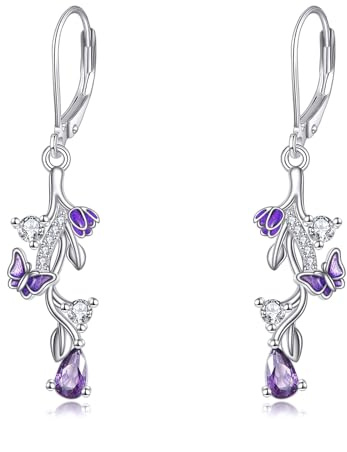 Flower Earrings 925 Sterling Silver Vintage Austrian diamonds Dangle Earrings Flower Leverback Dangling Jewelry Gifts for Women