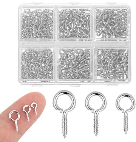 SHENLIU 400 Stück Kleine Ösenschrauben, Metall Ösenschraube Schraubhaken Ilderrahmen Ring Schraubösen Ringschraube Haken ÖsenschraubeMit Aufbewahrungsbox Für Anhänger Perlen Schmuckherstellung DIY Möb