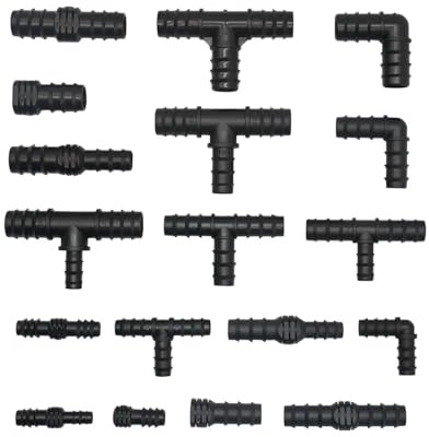 WKAIYUAN Kunststoff-Schlauchverbinder mit Widerhaken, 16/20/25 mm, PE-Rohr, T-Stück, Winkelstück, Kreuzstück, Endstück, Reduzierstück, Tropfbewässerungsfitting, 1/2 3/4 1 Zoll(A)