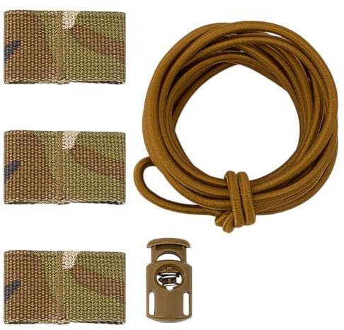 MAYJOYDIY Sangle Élastique Tactique Marron pour Drapeau Cordon Élastique Réglable avec Sangles Camouflage Kit de Fixation pour Équipement Plein Air pour Tente Sac à Dos Camping Accessoires