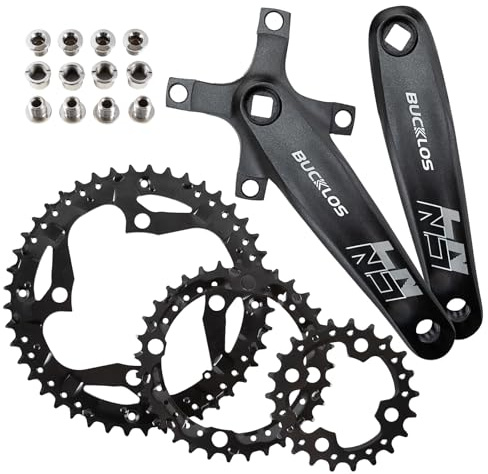 AEYINO 64/104 BCD Square Taper Bike Crankset Triple - 3x Crank set Mountian Bike MTB 170mm Bicycle Cranksets with 22/32/44T Chainring set for 9 Speed