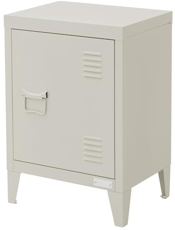 ML-Design Nachttisch, Nachtschrank Hellgrau, 40x30x58 cm, aus Stahl, Türgriff Links, Industriedesign, Metall Nachtkommode für Schlafzimmer, Nachtkästchen 1 Tür, Sofatisch Beistelltisch Metallschrank