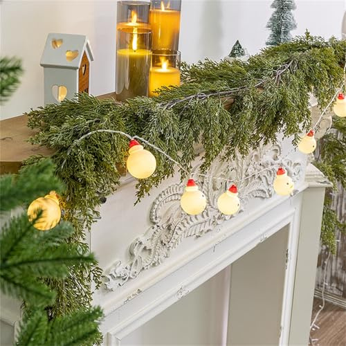 Christmas Garland, Artificial Pine Cypress Vines Faux Christmas Evergreen Garland, Faux Cedar Garland, Christmas Feel Material Leaf Vine 180cm/270cm Tabletop Staircase Hanging Ornament (180CM)