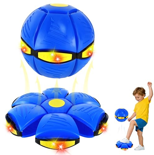 Pelota mágica rebotadora, Metaball mágica para niños mejorada 2026, Platillo volante mágico para mascotas, Juego en interiores y exteriores, doble forma libremente intercambiable con 6 luces LED