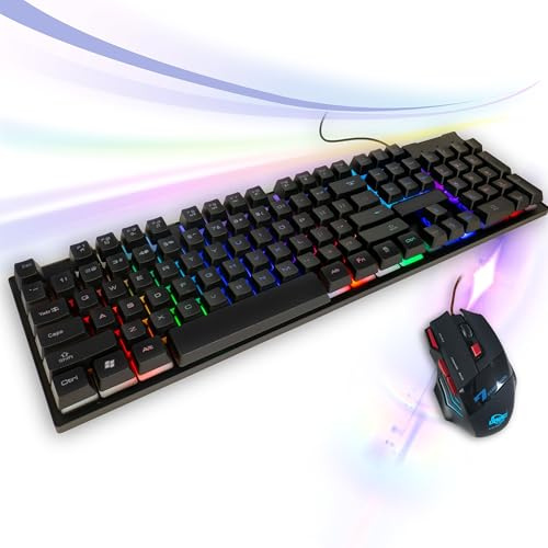 YASTA Kit Tastiera e Mouse Gaming 9311 USB Layout Italiano Retroilluminato | RGB/LED,Mouse Ergonomico,Supporto Pollice,PC Laptop