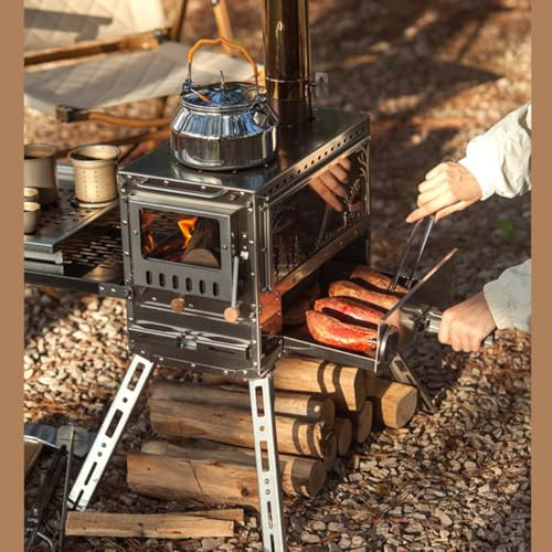 Poêle à bois pliable portable en acier inoxydable pour camping et cuisinière pour l'extérieur