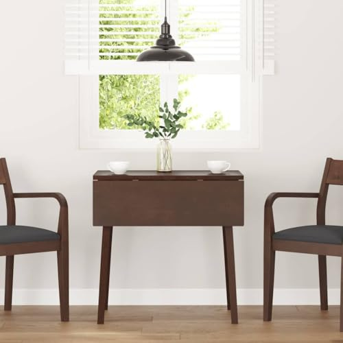 toolkix Matbord, massivt trä, gummiträ, brun, 90 x 75 x 75 cm, fällbord med metallram, platsbesparande för matsal, kök, vardagsrum, modernt matbord, robust och mångsidigt