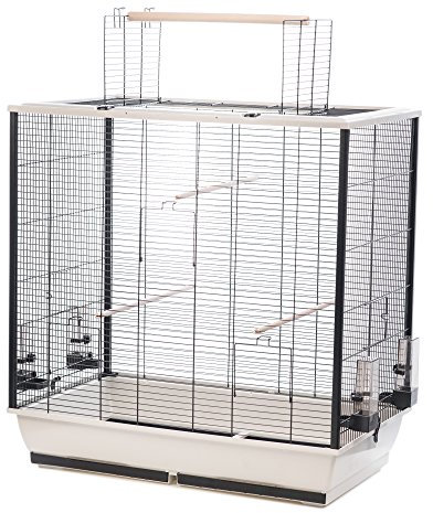 Little Friends Waldorf Vogelkäfig mit Öffnung Oben, 78 x 48 x 81,5 cm, Silber/schwarz