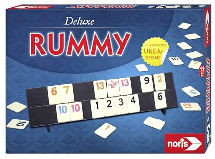 Noris 606101779 – Deluxe Rummy, det världsberömda familjespelet med högkvalitativa Urea-stenar, från 8 år