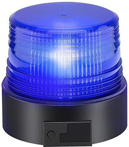 Batería luz LED estroboscópica, faro intermitente de advertencia de emergencia Azul magnético para camión o vehículo con enchufe para mechero de coche de 12-24V