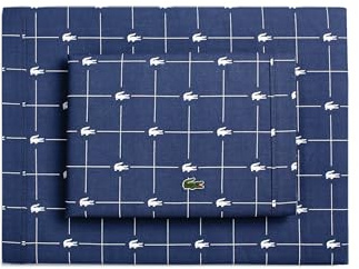 Lacoste 3-teiliges Baumwoll-Bettwäsche-Set, Slice, Vintage Indigo, Twin