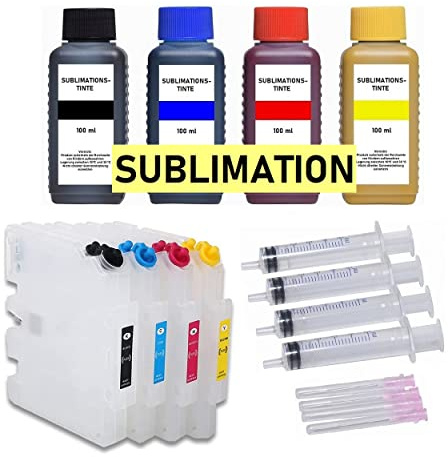 Patronenprofis Wiederbefüllbare Tintenpatronen kompatibel mit Ricoh GC-31 MIT Auto Reset Chips + 400 ml Sublimationstinte für Aficio GX e 2600, GX e 3300, GX e 3300 n, GX e 3300, GX e 3350 n