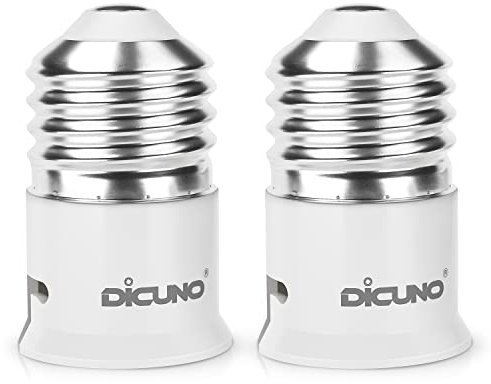 DiCUNO E27 to B22 Socket Converter, Screw to Bayonet Socket Adapter, ES to BC Lamp Base Adapter for LED Bulbs and Incandescent and CFL Bulbs (2 Packs)