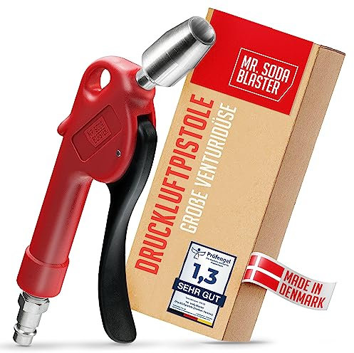 mr. soda blaster | Druckluftpistole mit großer Venturidüse | +100% Luft | 1200 l/min | Industriequalität - Luftpistole | Luftdruckpistole | Ausblaspistole | Druckluft Zubehör Kompressor | AP-VT